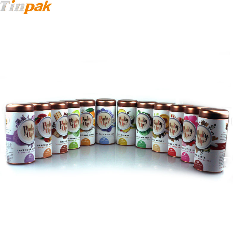 tea tin cans with sticker